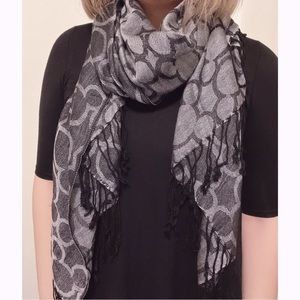 Disney Parks Mickey Dark and Light Gray Fringe Scarf Disneyland Minnie